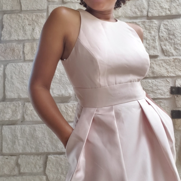 ALFRED SUNG  Jewel Neck Satin Cocktail Dress - Picture 6 of 10